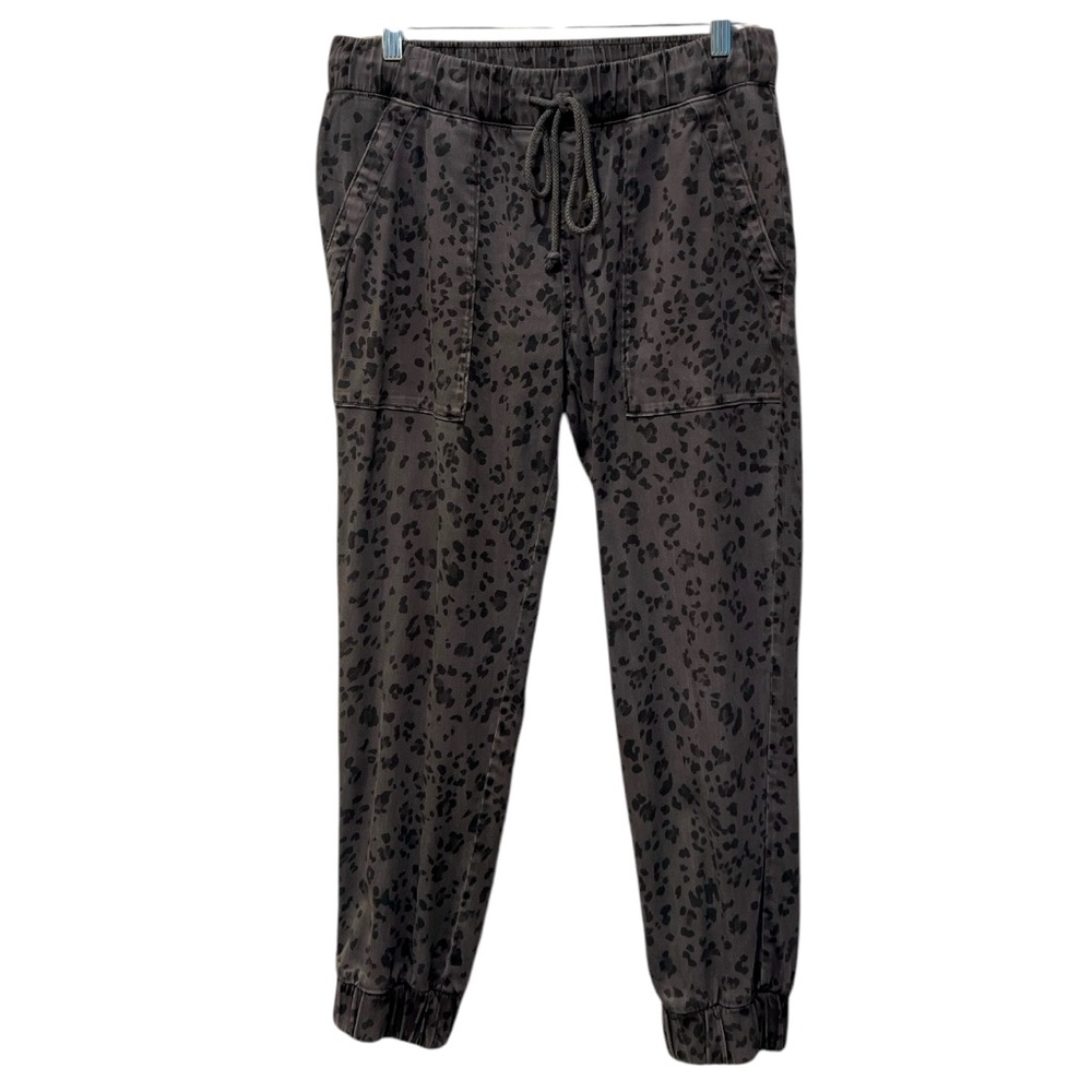 Cloth & Stone Anthropologie gray leopard print elastic  waist jogger size small